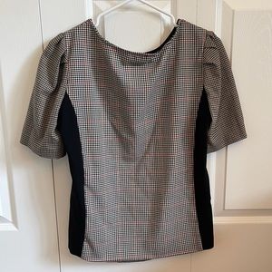 Vince Camuto Short Sleeve Plaid Business Blouse